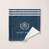 nom du bateau sur mesure, serviette de bain bleu m (Gant de toilette)