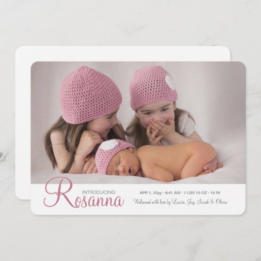 Nom du bébé Faire-part de naissance photo (Devant / Derrière)