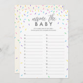 Nom du bébé Jeu ABC, Nom du bébé Carte de course (Devant / Derrière)