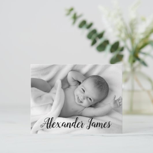 Nom du bébé Script Faire-part de naissance photo (Debout devant)