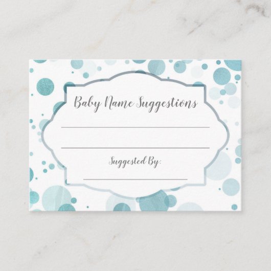 Nom du bébé Suggestions Carte Points Bleus Baby sh (Devant)