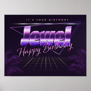 Nom du bijou Vorname lila retro Poster Geburtstag