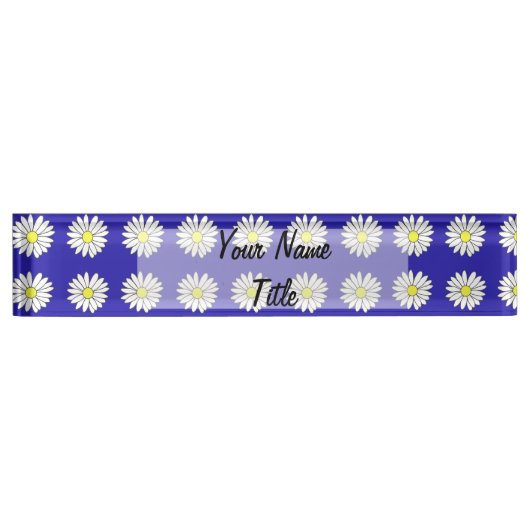 Nom du bureau personnalisé Plaque Bleu Daisy (Devant)