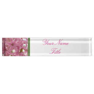 Nom du bureau personnalisé Plaque Fleurs roses Hya