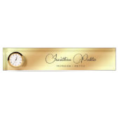 Nom du bureau Plaque avec horloge Faux Gold Typogr (Devant)