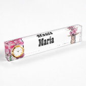 Nom du bureau Plaque avec option Horloge Lilly the