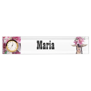 Nom du bureau Plaque avec option Horloge Lilly the
