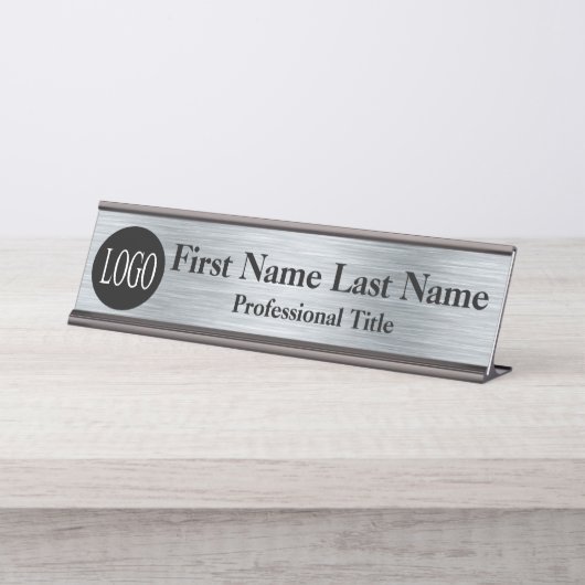 Nom du bureau Plaque couleur argent logo (Devant)