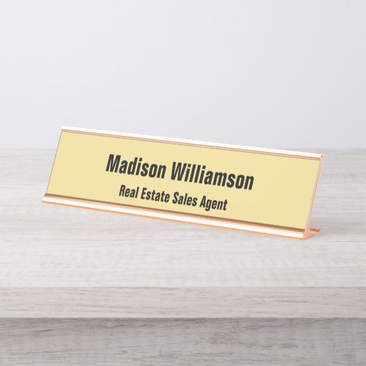 Nom du bureau Plaque en moderne, noir et or classi (Devant)