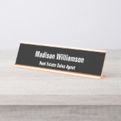 Nom du bureau Plaque en moderne, noir et or classi (Devant)