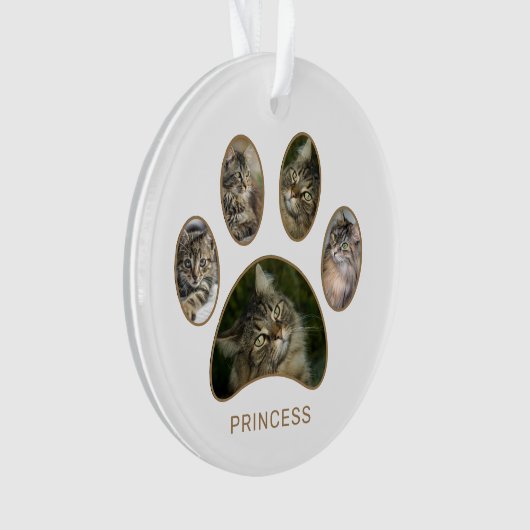 Nom du chat Empreinte de patte personnalisé Année  (devant)