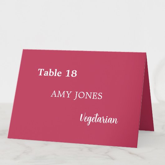 Nom du client Carte de la place Cherry Magenta Cho