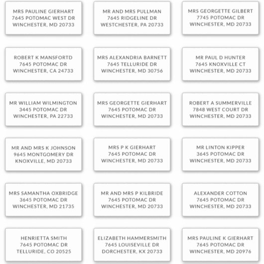 Nom du destinataire 18 Étiquettes d'expédition de (Devant)