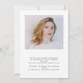 Nom du diplômé simple Faire-part d'études (Dos)