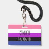 Nom du drapeau genderfluid / Badge de pronom (Avant avec lanière)