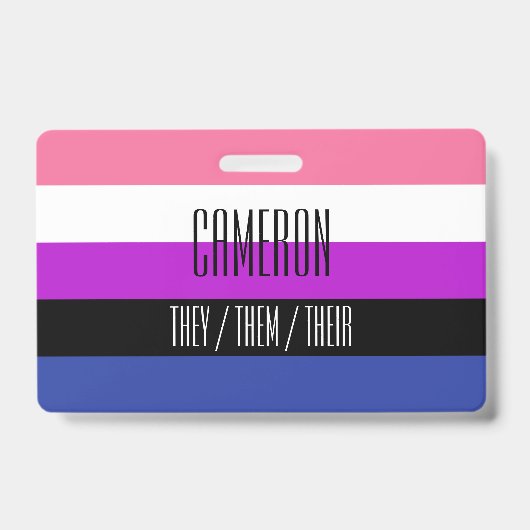 Nom du drapeau genderfluid / Badge de pronoms (Avant)