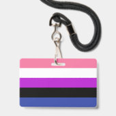 Nom du drapeau genderfluid / Badge de pronoms (Arrière avec lanière)
