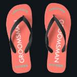Nom du fabricant Coral<br><div class="desc">Couleurs vives en corail avec Groomsman en majuscules blanc. Nom et Date du Mariage est écrit en turquoise avec accents noirs. Personnalisez avec chacun de vos Groomsmen's Names en majuscules en haut dans un texte amusant voûté. Cliquez sur Personnaliser pour augmenter ou diminuer la taille du nom pour entrer dans...</div>