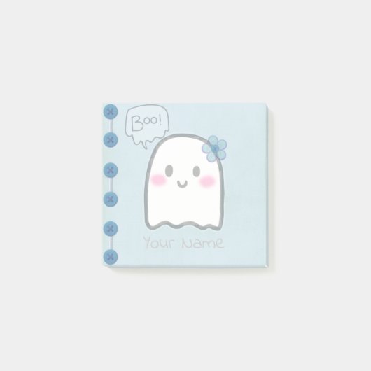 Nom du fantôme mignon Aquarelle Bleu Post-it Notes (Devant)
