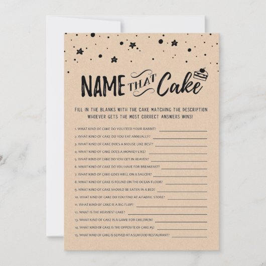 Nom du gâteau avec la carte de jeu Réponses (Devant)