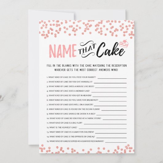 Nom du gâteau avec la carte de jeu Réponses (Devant)