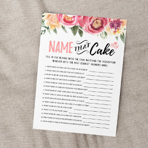 Nom du gâteau avec la carte de jeu Réponses