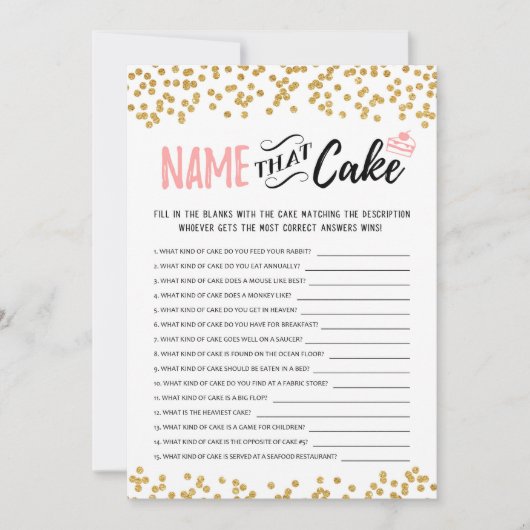 Nom du gâteau avec la carte de jeu Réponses (Devant)