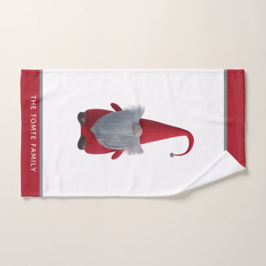 Nom du Gnome de Noël mignon Rouge et blanc (Serviette à main)