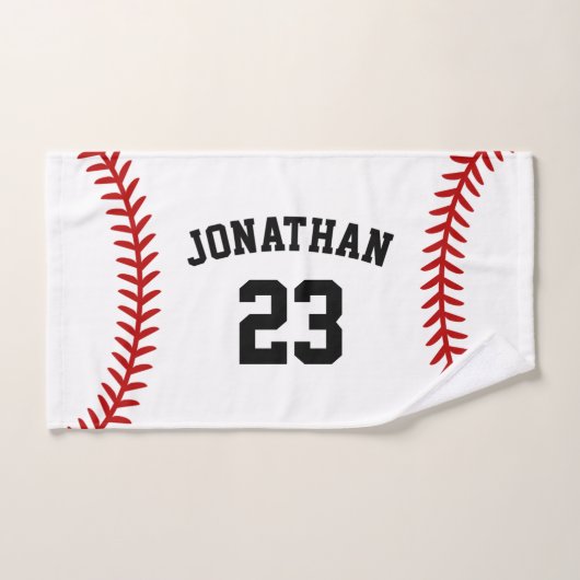 Nom du joueur de baseball personnalisé Blanc (Serviette à main)