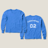 Nom du joueur Jersey Nombre Boys Bleu Long Manche (Motif recto et verso)