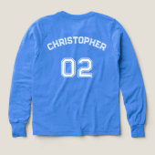 Nom du joueur Jersey Nombre Boys Bleu Long Manche (Motif dos)