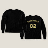 Nom du joueur Jersey Nombre de garçons Black Long  (Motif recto et verso)