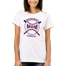 Nom du joueur T-shirt maman de baseball bleu
