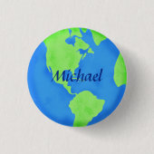 Nom du jour des terres Badge Globe Bleu Vert Perso (Devant)