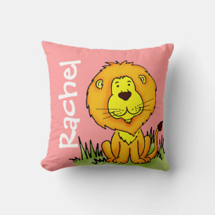 Nom du lion 1er anniversaire gardien coussin rose