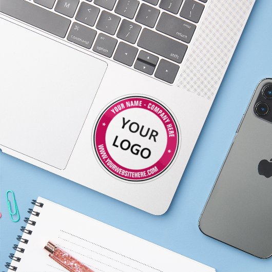 Nom du logo de l'entreprise Site Web Sticker promo (Ordinateur portable avec iPhone)