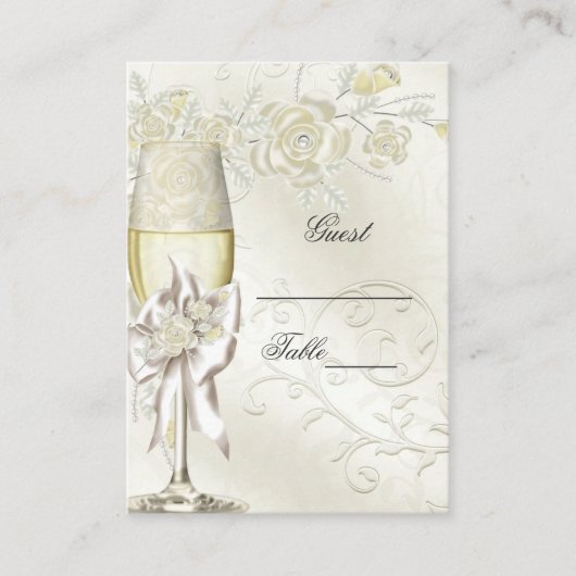Nom du mariage Cartes de Place Gold Crème Pearl Fl (Devant)