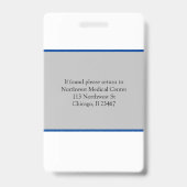 Nom du médecin Logo photo Code scanneur de badge (Arrière)