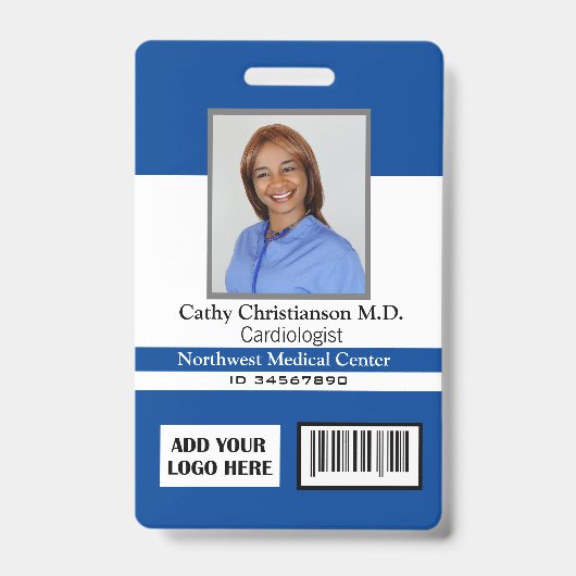 Nom du médecin Logo photo Code scanneur de badge (Avant)
