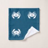 Nom du monogramme de crabe bleu Turquoise foncé ma (Gant de toilette)