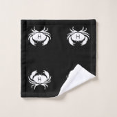 Nom du monogramme de crabe noir marine moderne (Gant de toilette)