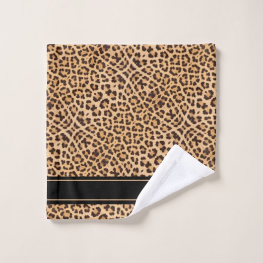 Nom du monogramme Empreinte de léopard élégant (Gant de toilette)