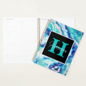 Nom du monogramme en marbre bleu et turquoise (Devant avec enveloppe)