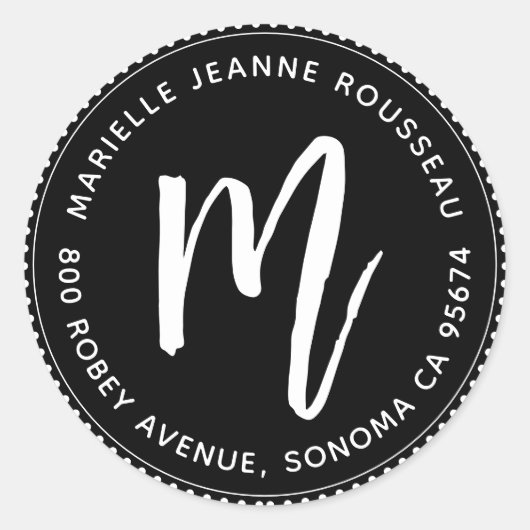 Nom du monogramme Étiquette de l'adresse de retour (Devant)