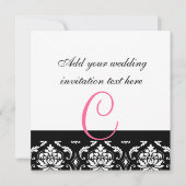 Nom du monogramme Faire-part de mariage Damas rose (Dos)