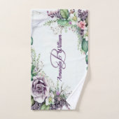Nom du monogramme Feuillage vert pourpre (Serviette à main)