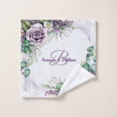 Nom du monogramme Feuillage vert pourpre (Gant de toilette)
