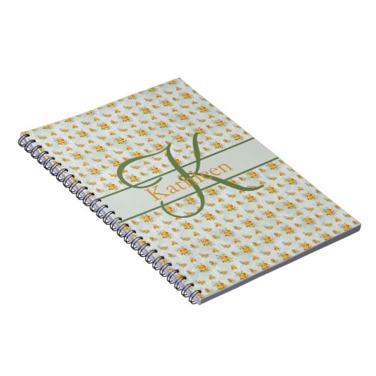 Nom du monogramme Journal floral jaune initial (Côté Droit)