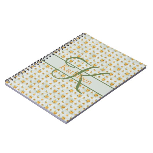 Nom du monogramme Journal floral jaune initial (Côté gauche)