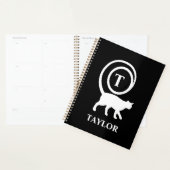 Nom du monogramme Kitty initial Chat Lover noir bl (Devant avec enveloppe)